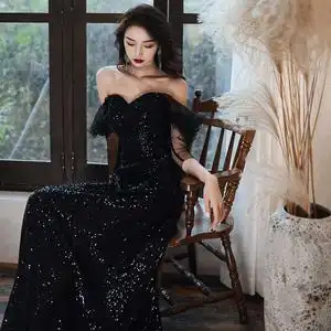 黑色晚礼服裙子连衣裙平时可穿高端大气优雅长款气质性感2020新款