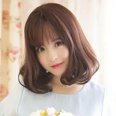 假发女梨花头齐肩短发卷发中分空气刘海烫o发头可爱网红圆脸光头