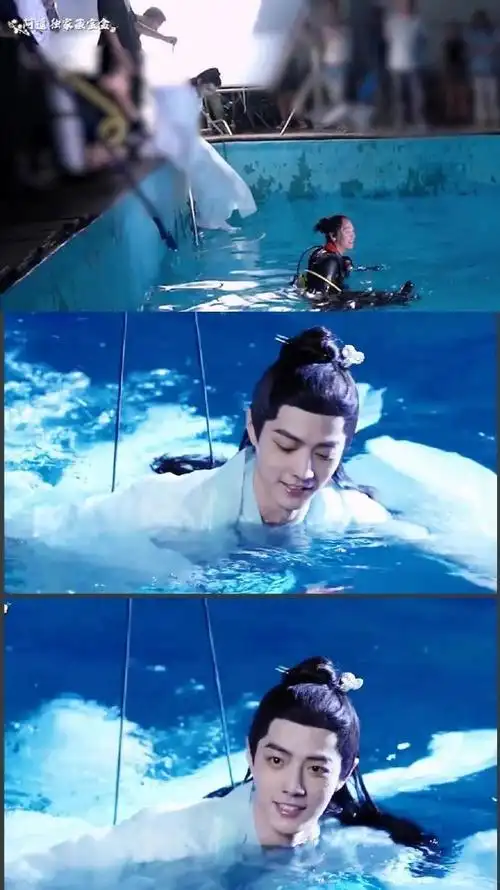 诛仙的零下冰水再到玉骨遥的水中专业摄影棚,不变的是肖战对工作认真