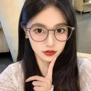 韩系冷茶色大圆框女生眼镜框架韩版潮近视素颜神器ins风纯欲文艺