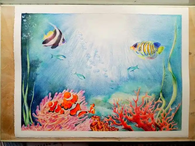 三福 获多福 吴竹 br>基本是彩铅画的,背景用了水彩打底,然后再用彩铅