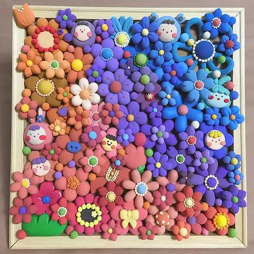 小红书超轻黏土画框儿童手工制作黏土木质立体画框雪花泥相框1212cm1