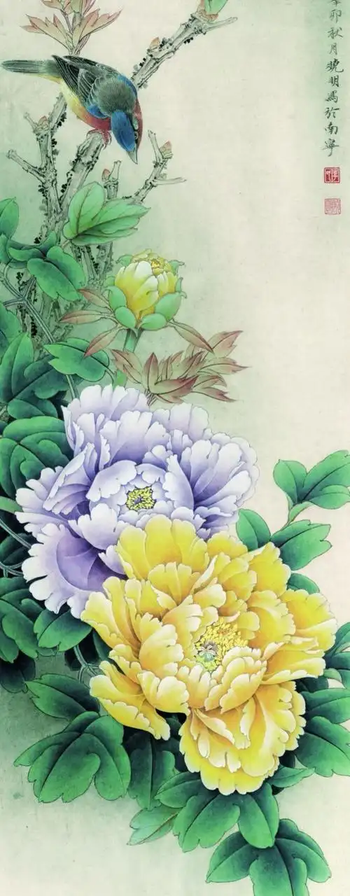 工笔画牡丹(老顽童特别制作2018.11.28图片来自网络)