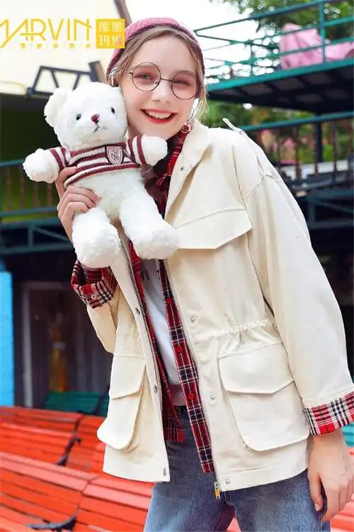 风衣女中长款小个子工装外套2019春秋季新款韩版宽松收腰夹克