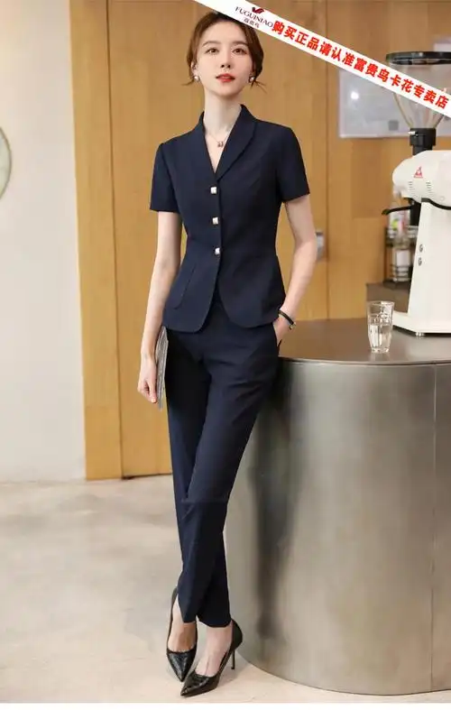 富贵鸟品牌职业套装女士正装夏天时尚韩版高端小西装白领上班工作服薄