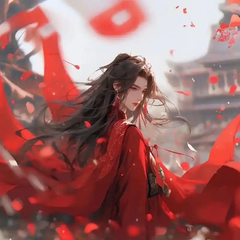 古风红衣系情侣头像