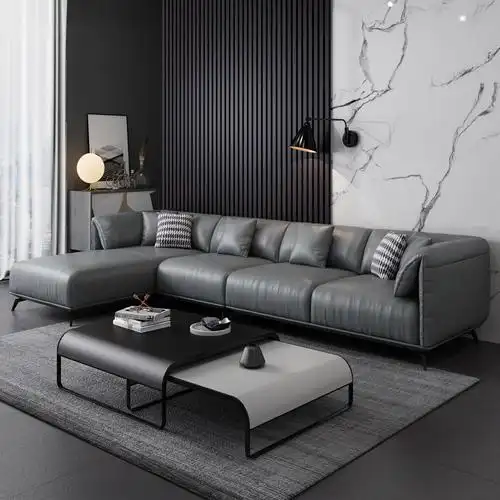 意式极简真皮沙发现代简约客厅转角组合大小户型皮艺皮艺沙发