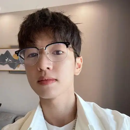 猫耳半框眼镜男理工男半框眼镜男潮拉丝线复古痞帅斯文败类猫耳小框