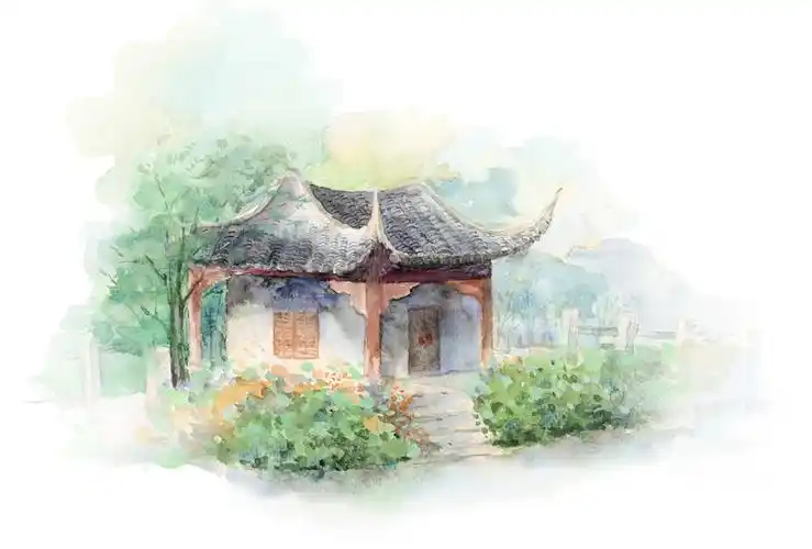 水彩手绘古风建筑