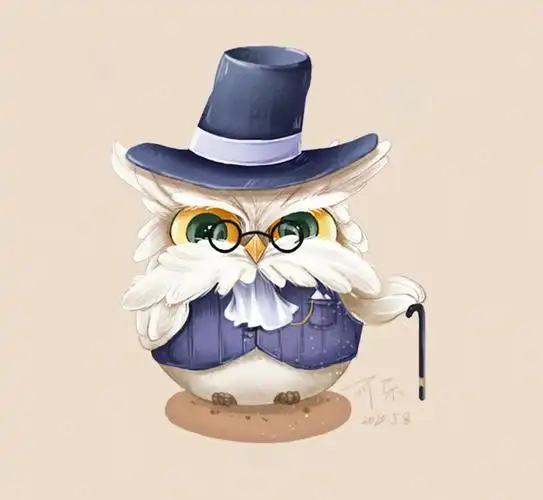 插画打卡|动物插画|拟人化猫头鹰_插画_绘画_vlog_vlog21天绘画打卡_