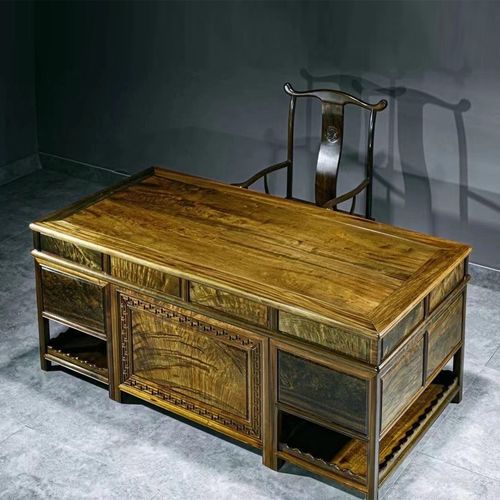 雅木品红非国标红木金丝楠(学名:楠木)书桌办公桌电脑桌书桌书柜组合