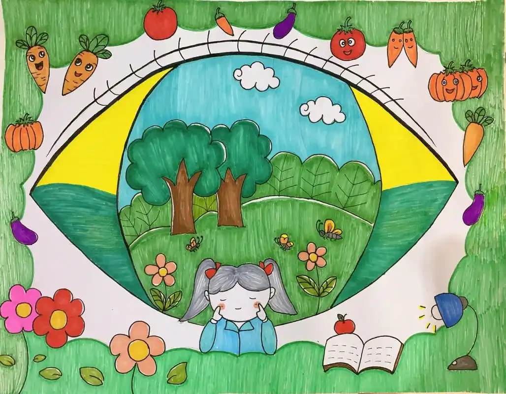 爱眼护眼主题画98 保护视力 从我做起.