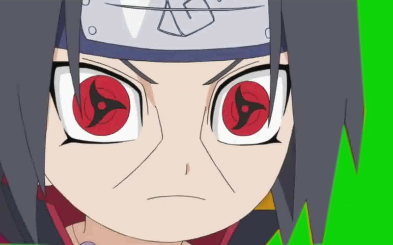 火影宇智波鼬开万花筒写轮眼绿幕