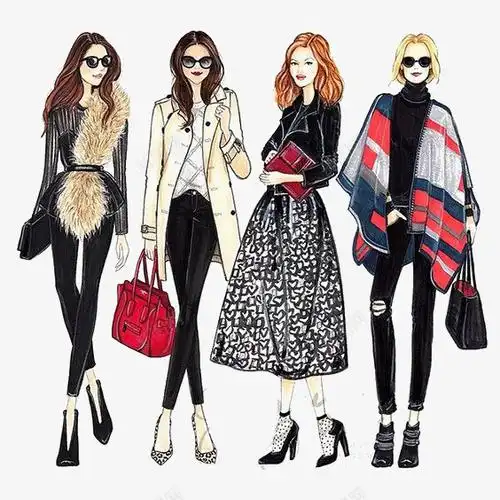 com 卡通 手绘 插画 穿搭 美女 街拍 韩国模特