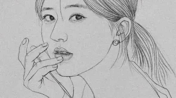 赵露思线描人物肖像随记!