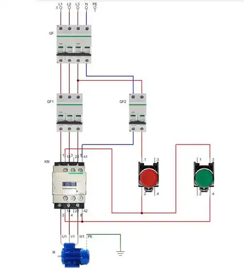 2,零基础学电工-自锁控制(电路图,实物接线图,仿真图)