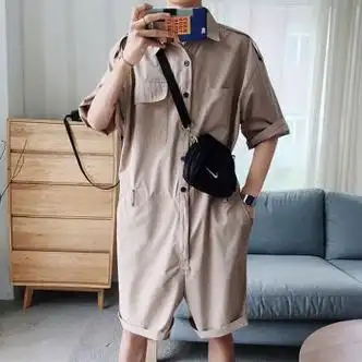 棉致森马集团夏季短袖工装连体衣男套装男士帅气潮流男装一套搭配