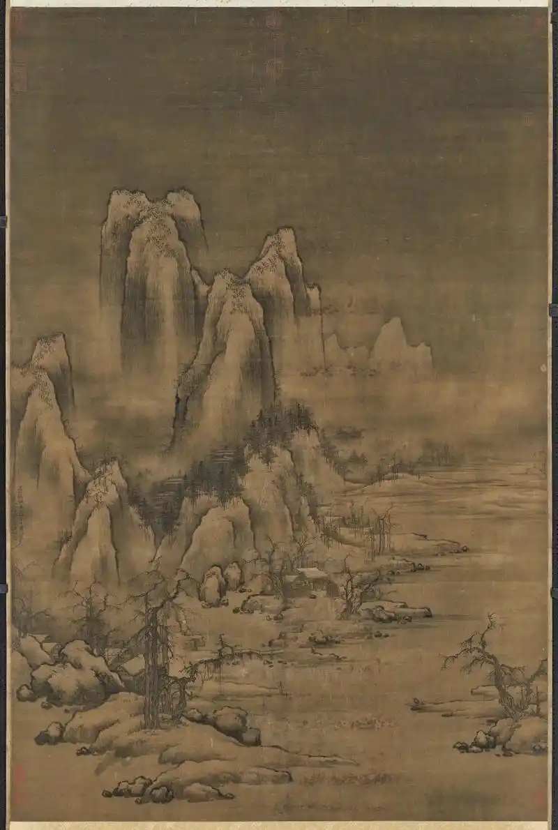 宋许道宁《雪溪渔父图》,绢本,浅设色,纵169厘米,横110 - 抖音