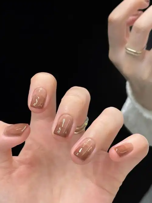 天啦好温柔显白的晕染棕色系美甲