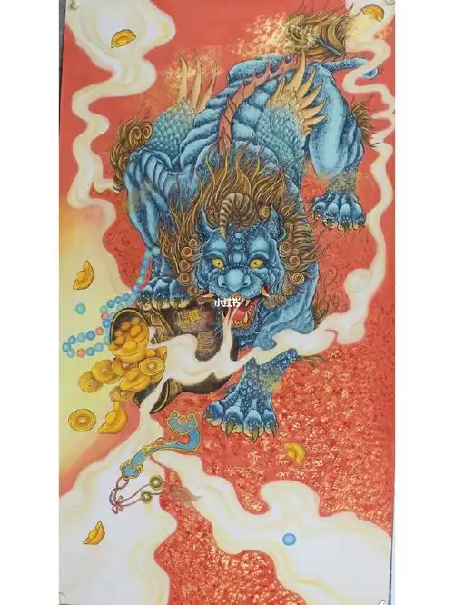 手绘貔貅献瑞图,八方来财只进不出#招财貔貅  #手绘  #国画 #貔貅