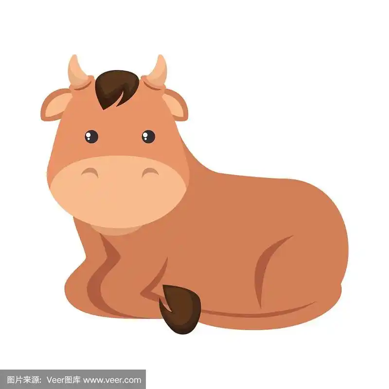 可爱的,图标,野牛,性格,绘画插图