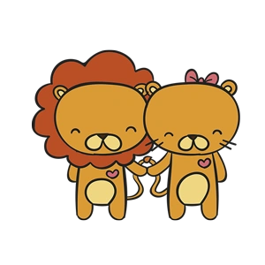 手绘老虎动物情侣免抠素材