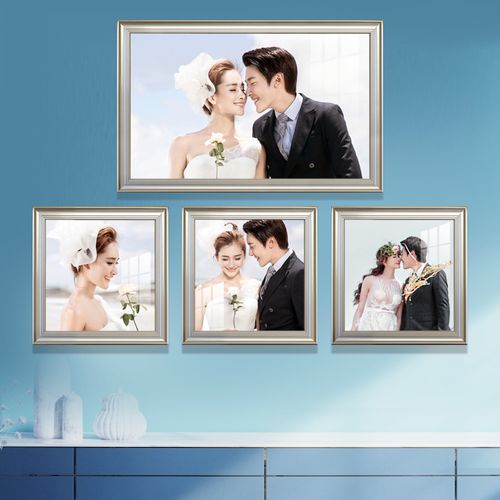 床头婚纱照放大挂墙客厅卧室韩式三张照片相框组合沙发背景墙定制 –