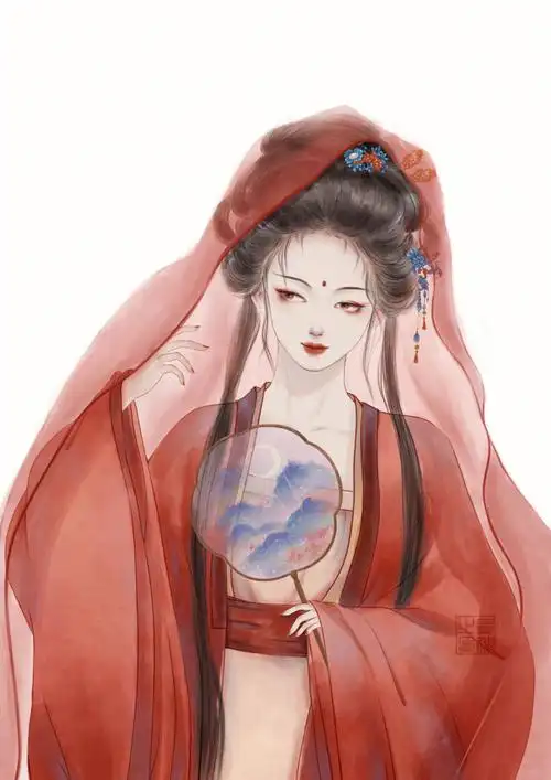 古风人物插图绘画过程图