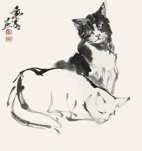 0345 猫 立轴 纸本