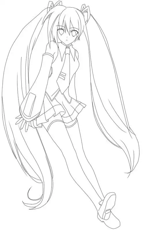 求miku初音的线稿