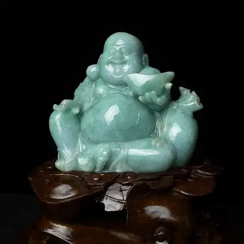 [源头好货-四会] 冰糯种天然翡翠a货润绿玉佛摆件3.03kg