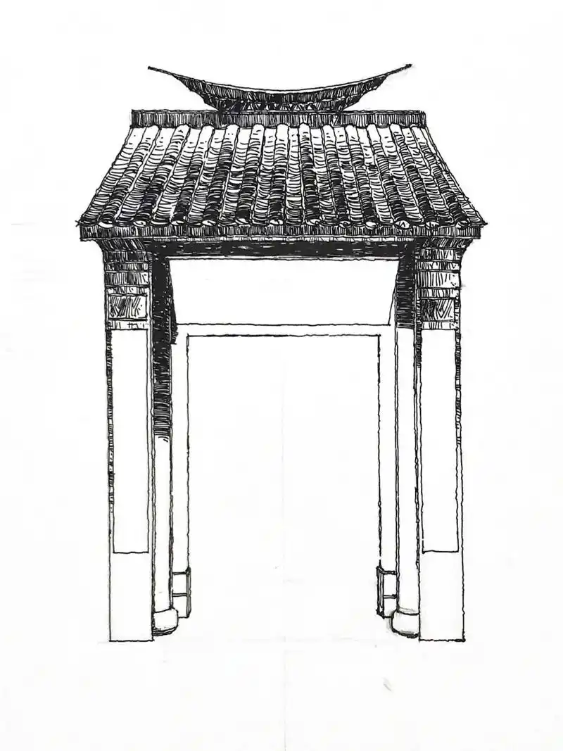 含绘画教程|古建筑钢笔速写|院门 | 08087615 ●昨天上钢笔画网课