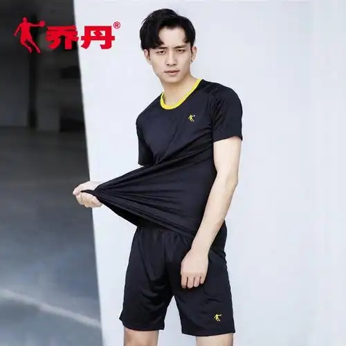 乔丹运动套装男短袖2022夏季新款t恤跑步运动服健身运动衣足球服