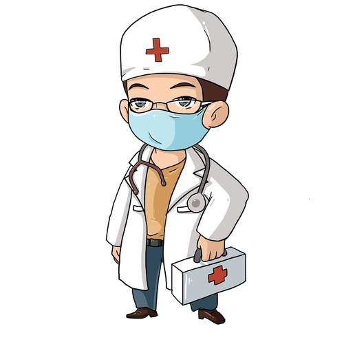 卡通手绘医生医疗拿医疗箱人物素材