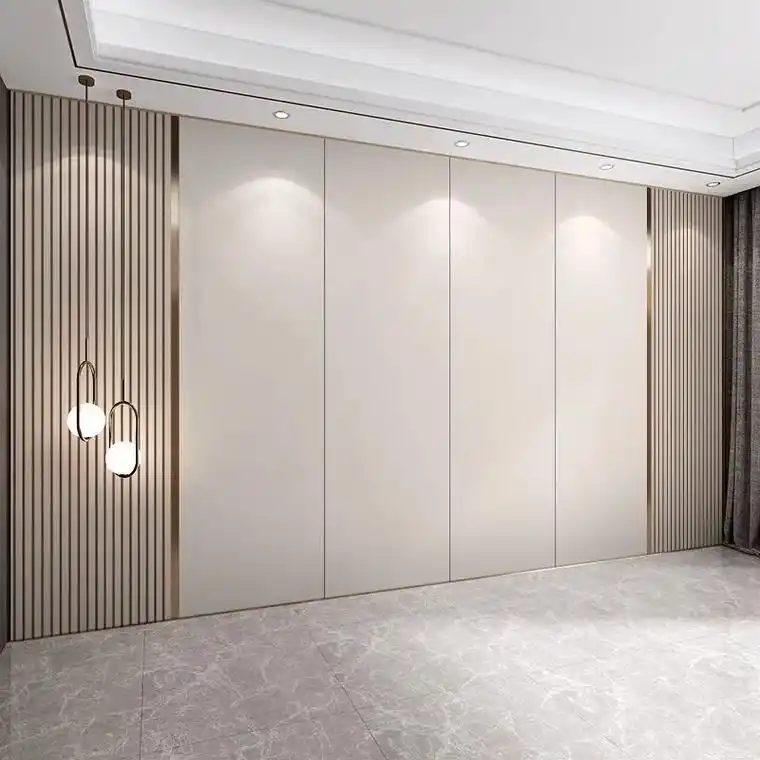 客厅电视机背景墙壁纸装饰沙发格栅线条现代