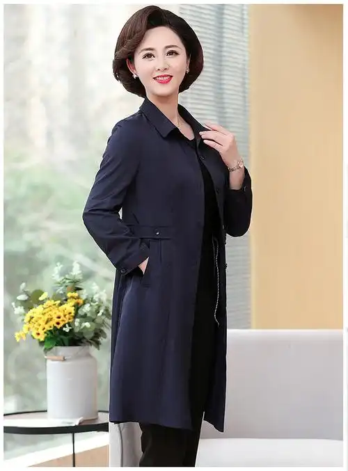 俞兆林可穿到200斤中老年女士春秋薄款风衣外套气质加肥加大码妈妈装