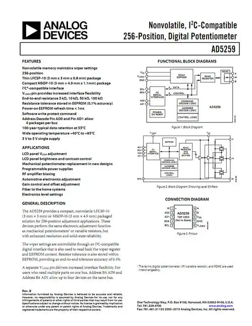 官方说明书analog devices ad5259 英文产品数据手册.pdf