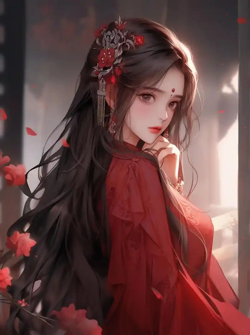 甜美古风红衣少女系列壁纸. ​​​