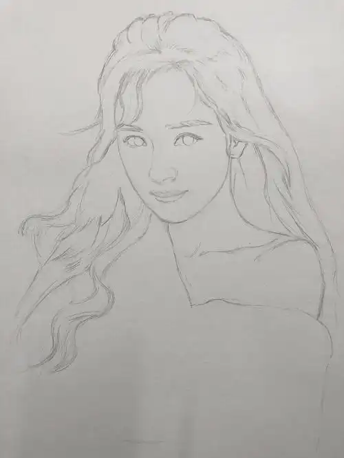 杨幂,素描过程图