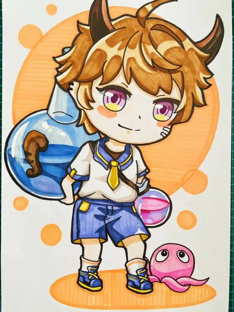 马克笔动漫 动漫男孩,星座动漫 水瓶座7415 金牛座 #寻找小红书