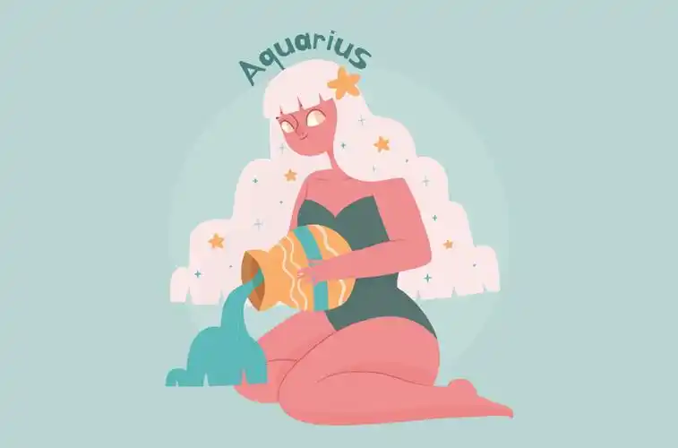 水瓶座动漫女生唯美插画0