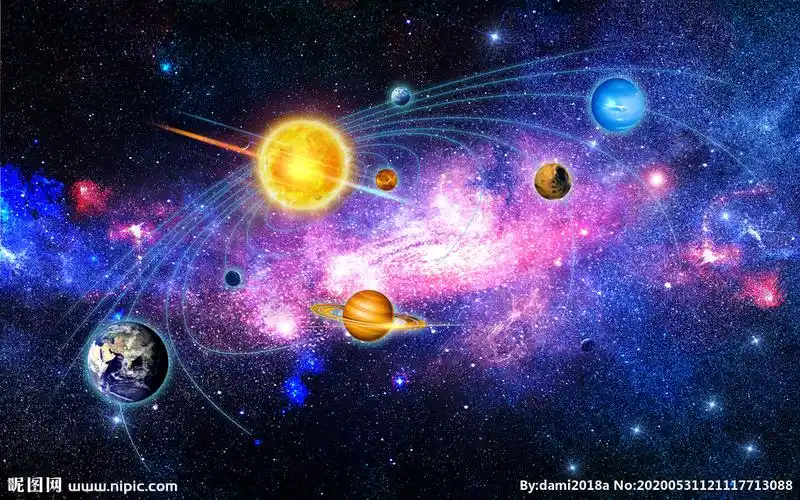 宇宙星空星球银河3d立体画墙画图片