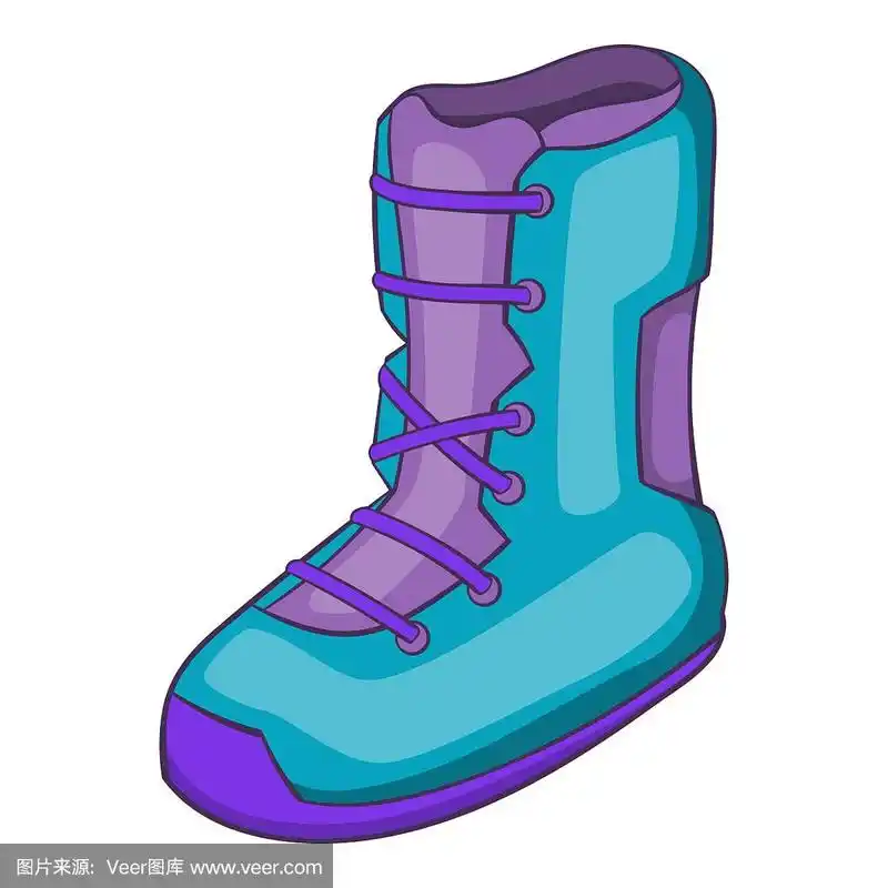 靴子为滑雪板图标卡通风格