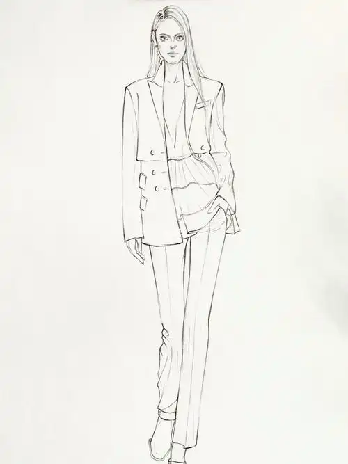 服装手绘西装线稿练习