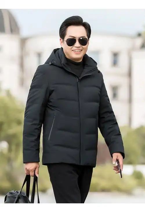 中年男士羽绒服爸爸冬装外套40-50岁父亲衣服短款中老年男装加厚