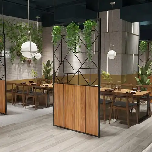 现代简约铁艺屏风餐厅酒吧包间隔断墙工业风饭店卡座围栏装饰玄关款式