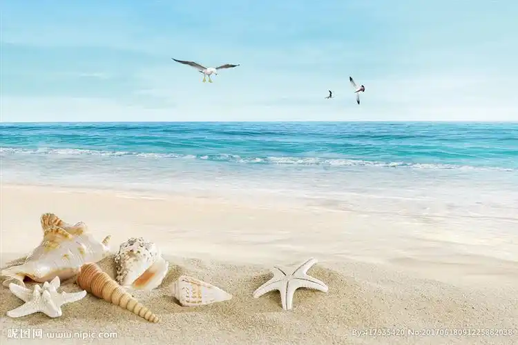 蓝天白云大海阳光沙滩海边小岛海图片