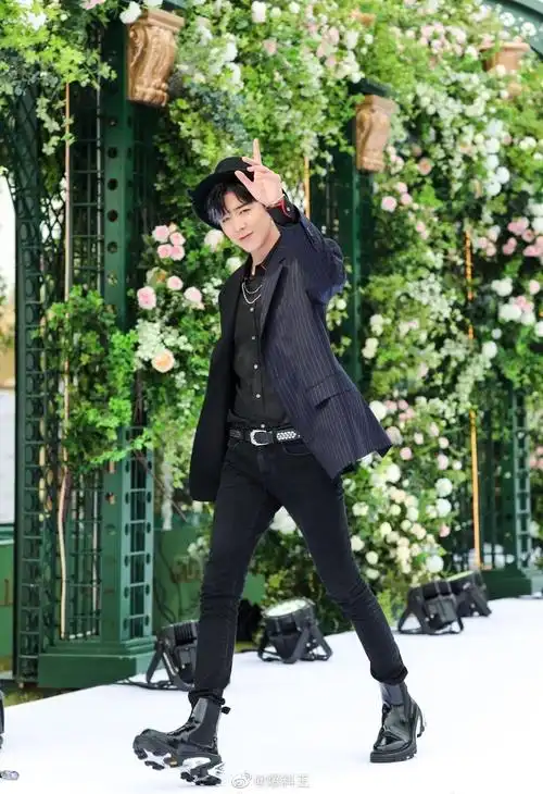 摩登兄弟刘宇宁 红毯造型,奶奶灰挑染发色和条纹拼接西装的搭配