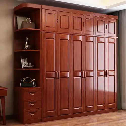 实木衣柜 平开门 原木 全实木 卧室 转角组合柜子 木质组装大衣橱