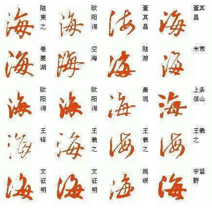 海 字的行书咋写